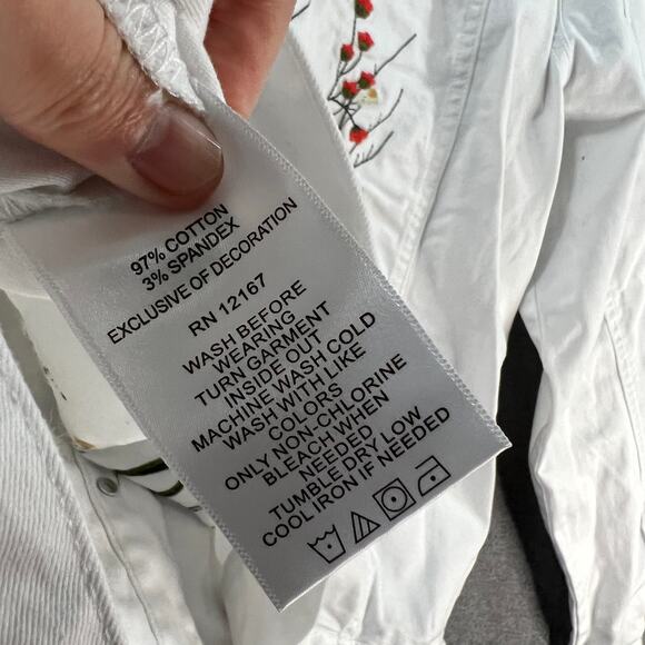 Laurie Felt Wave Denim Jacket with Embroidery White Size Large - Picture 15 of 15